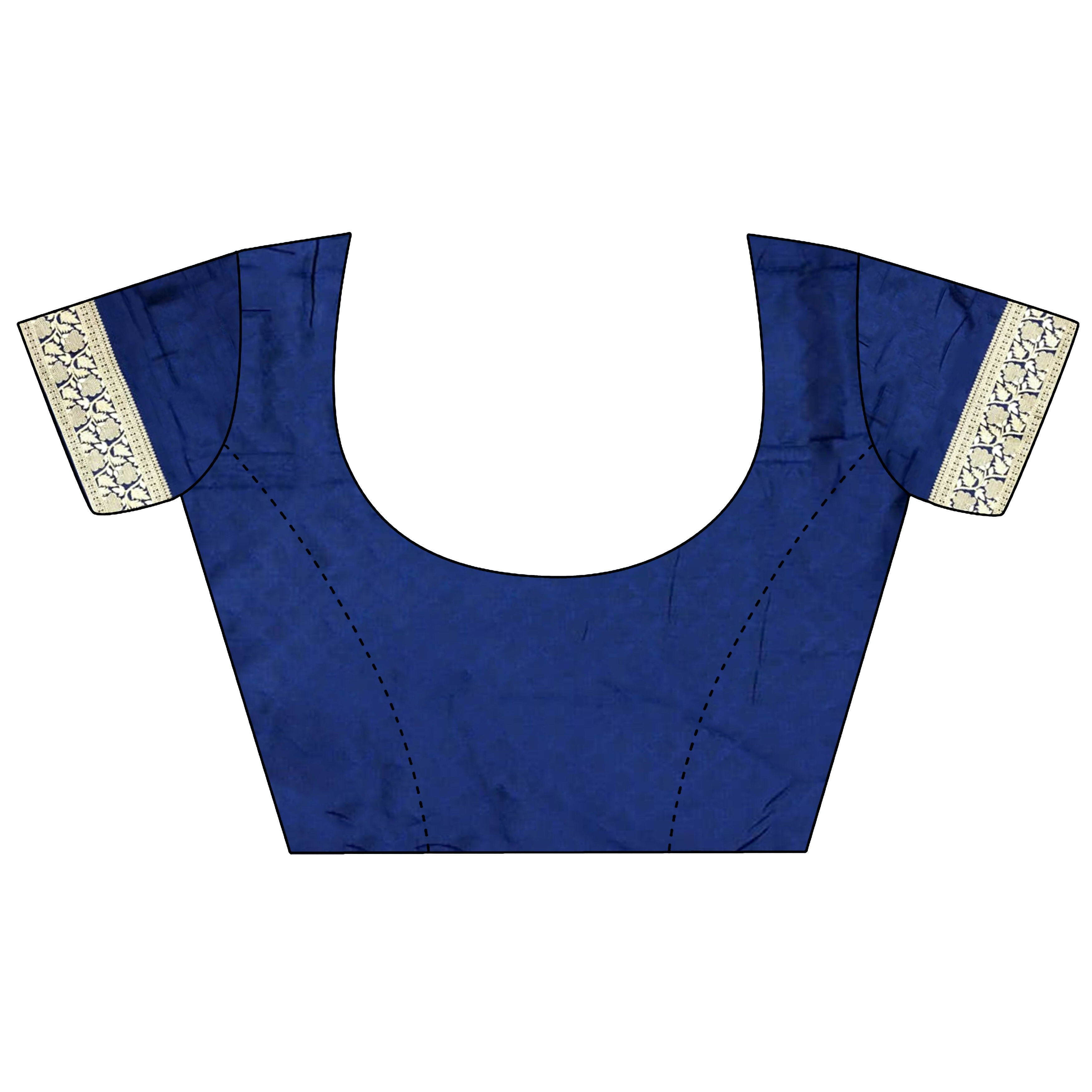 Joban Fashion Royal Blue Woven Zari Motifs Lichi Silk Banarasi Silk Saree | Grocsy