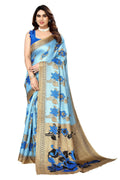 Vamika blue Printed Art Silk Saree | Grocsy