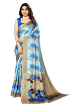 Vamika blue Printed Art Silk Saree | Grocsy