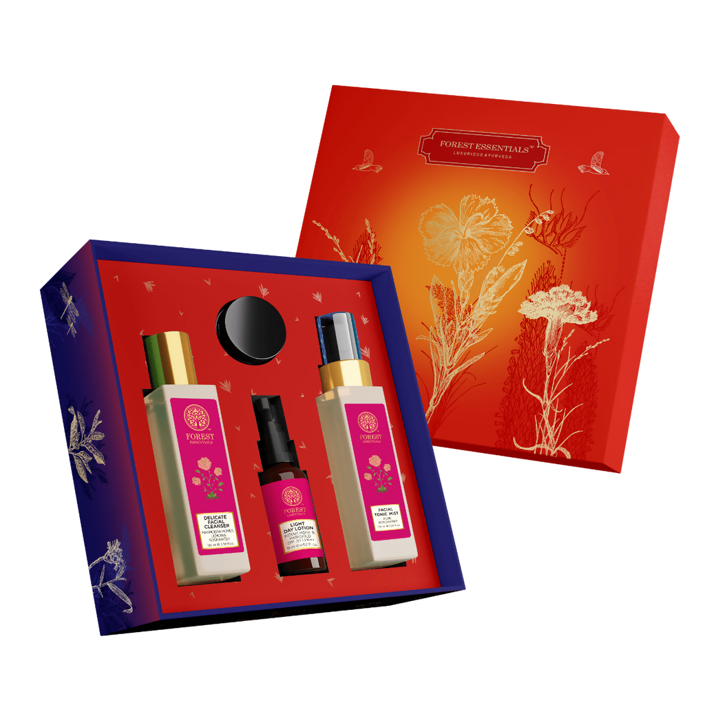 Forest Essentials Patina Rose Glow Kit Gift Box | Grocsy