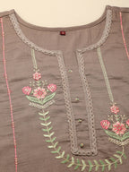 Brown Embroidered Chinon Straight Kurta With Trouser & Dupatta - Salimar | Grocsy