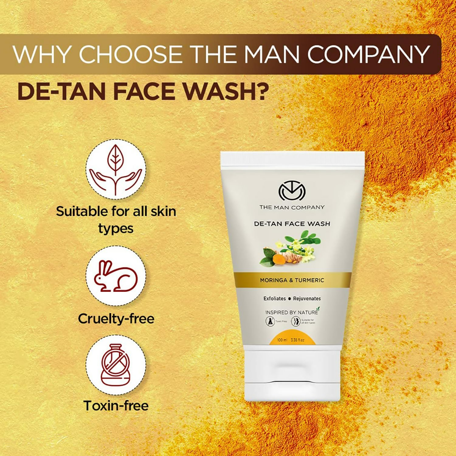 The Man Company De Tan Face Wash For Men with Turmeric & Moringa | Grocsy