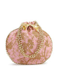 Joban Fashion Embroidered Potli Clutch - Baby Pink | Grocsy