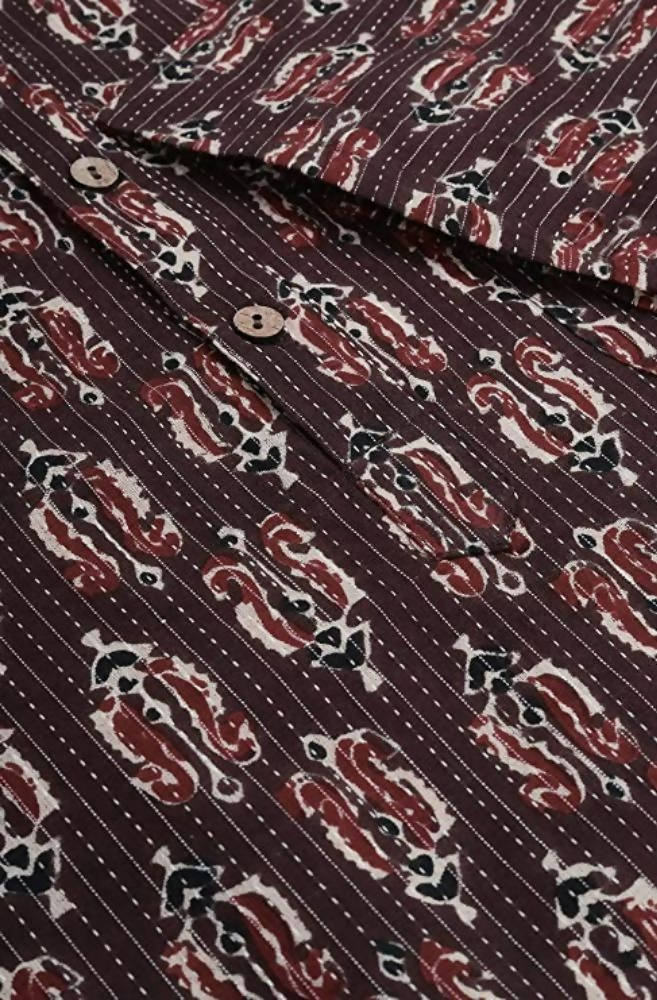 Janasya Men's Brown Cotton Kurta | Grocsy