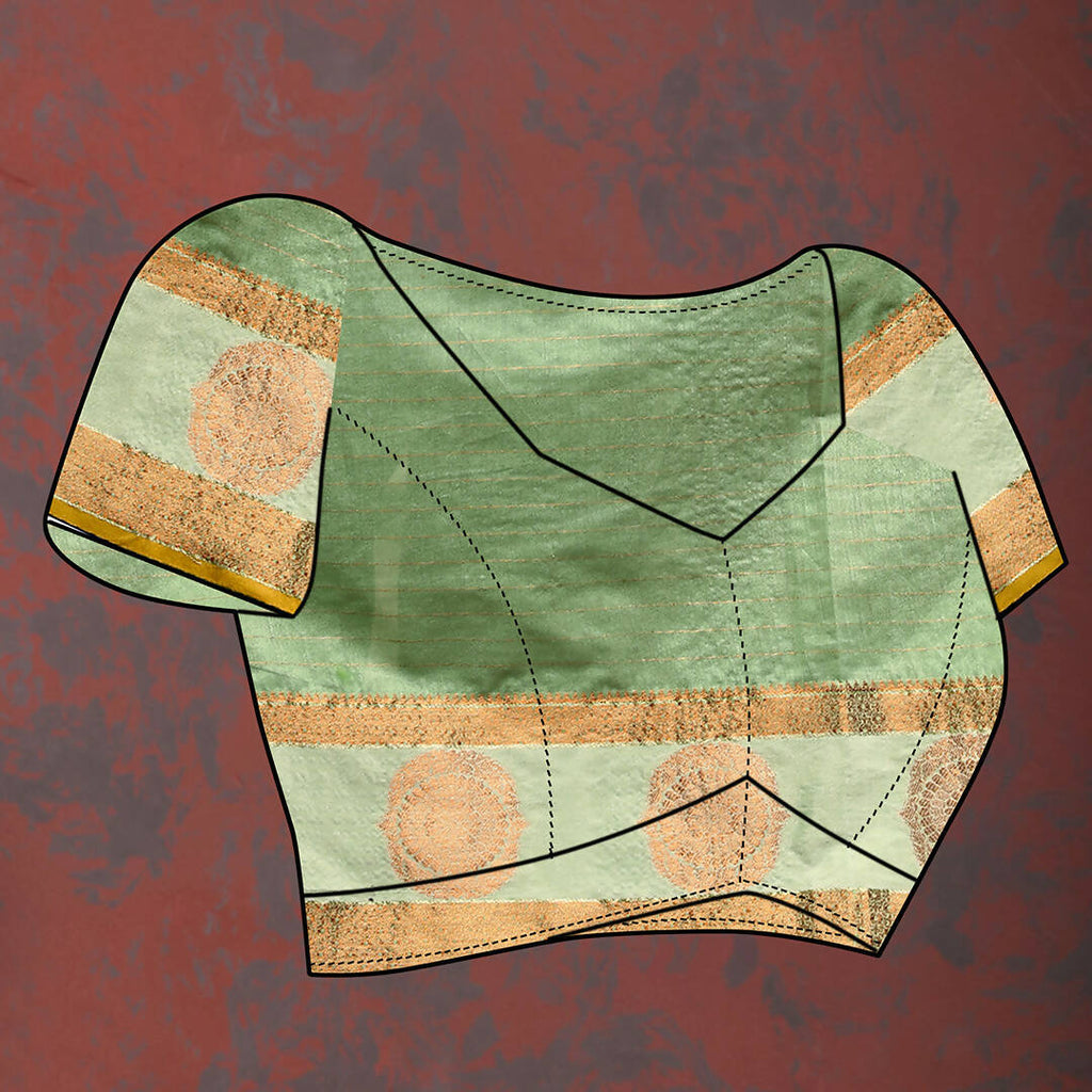 Lorenvalley Fashion Seagreen Cotton with Woven Design Zari Weaving Saree | Grocsy