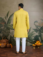 Vastranavya Yellow Exclusive Viscose Silk Festival Wear Real Mirror Work Kurta with Dupatta | Grocsy