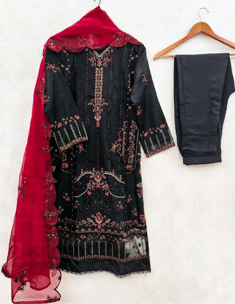 Teeya Creation Womens New Net With Heavy Embroiedery With Sequence Work Black Kurta Set | Grocsy