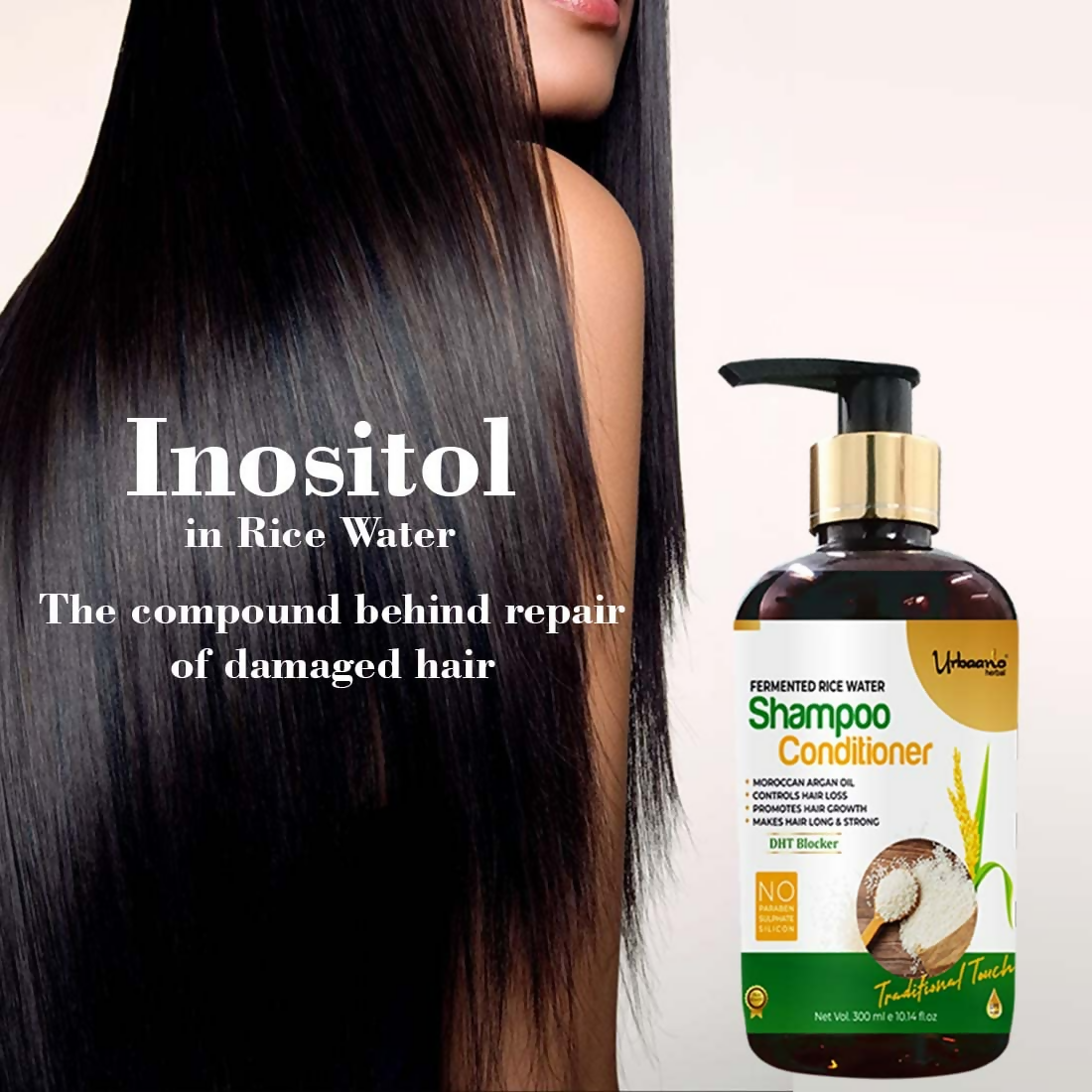 Urbaano Herbal Fermented Rice Water Shampoo | Grocsy