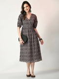 Myshka Women's Black Empire Printed Dress | Grocsy