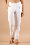 Juniper Women's White Rayon Solid Straight Pant | Grocsy
