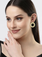 NVR Women Gold-Polished Cut Out Circle Drop Earrings | Grocsy