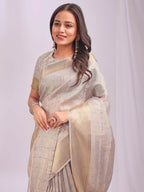 Shree Shyam Fashion Organza Cream Saree | Grocsy