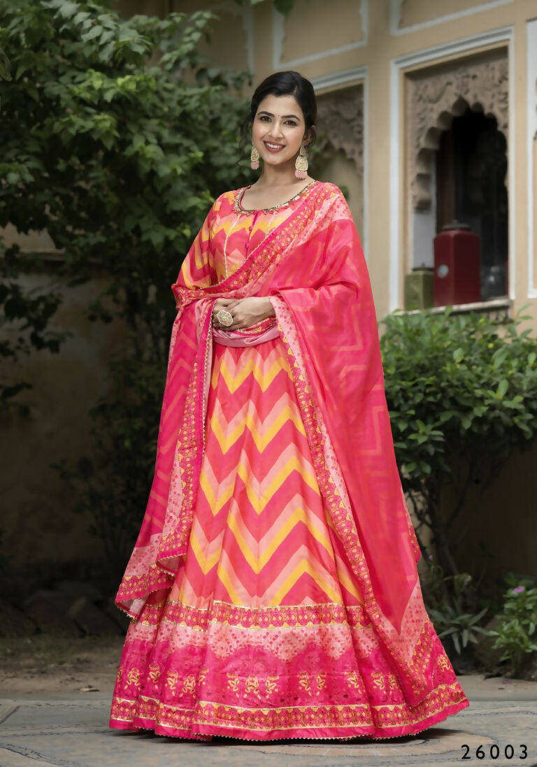 Wedding Designer Multi Soft Dola Silk Anarkali suit with Dupatta - Samanta | Grocsy