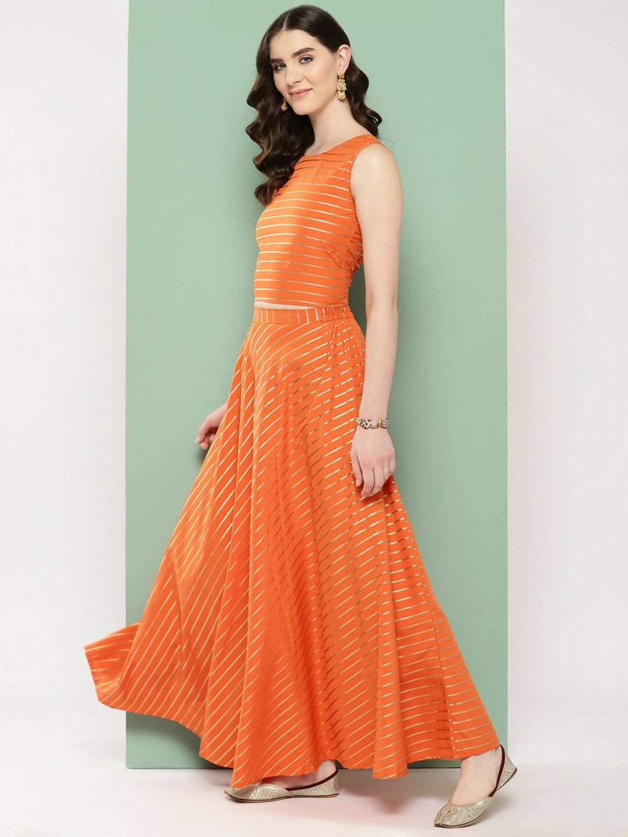 Ahalyaa Women's Traditional Wear Co-ods - Orange | Grocsy