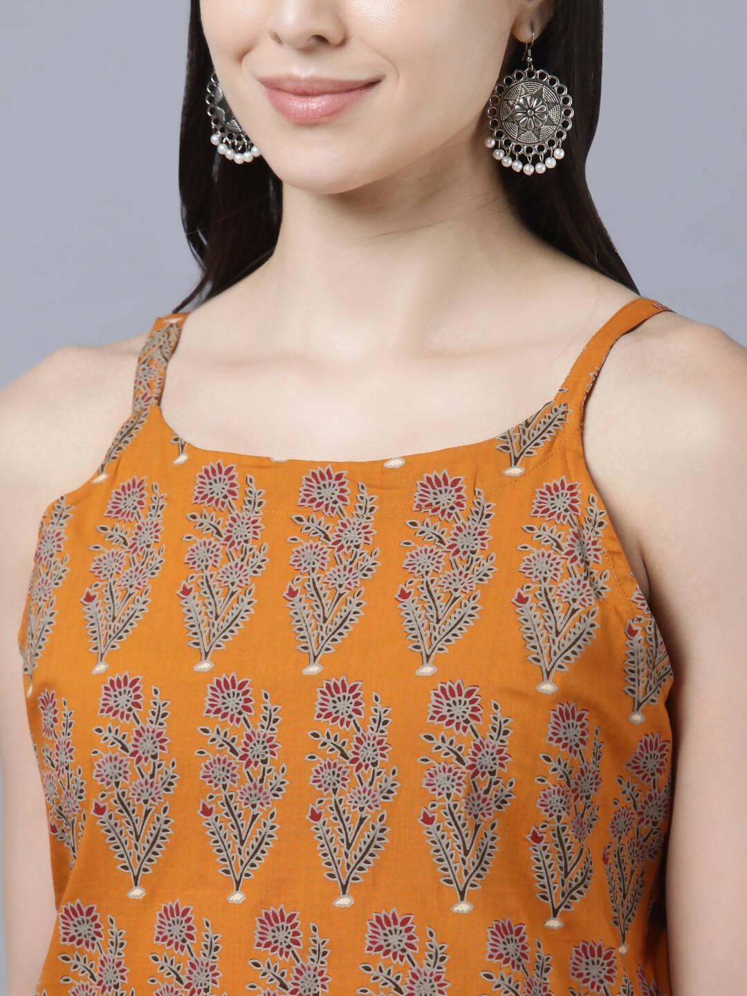 Myshka Stylish Mustard Sleeveless Women's Kurta | Grocsy