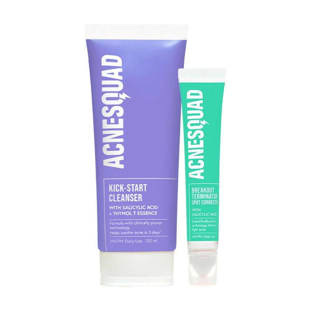 Acne Squad Salicylic Acid Cleanser & Active Acne Spot Corrector Combo | Grocsy