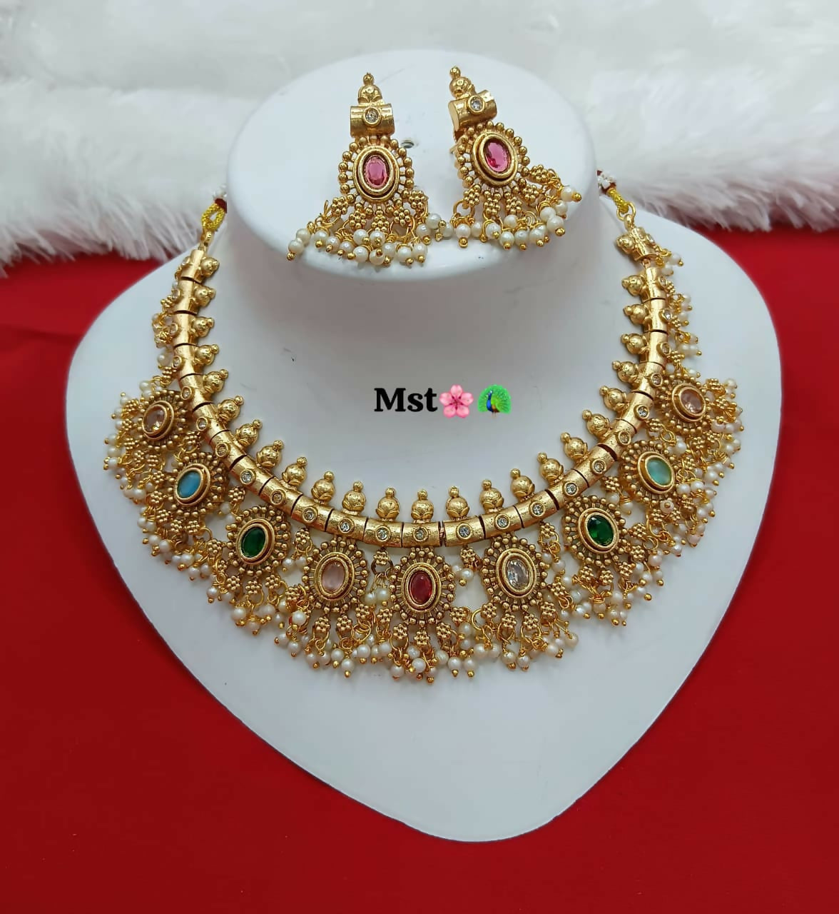 Joban Fashion Women Ruby Copper Necklace Set | Grocsy