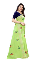 Vamika Chanderi Cotton Embroidery Green Saree (Dixa Green) | Grocsy
