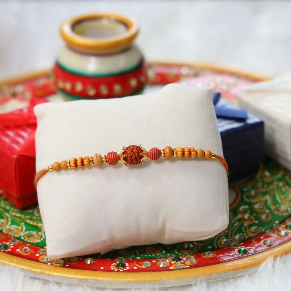 Indianvibez Rudraksh Beads Designer Rakhi | Grocsy