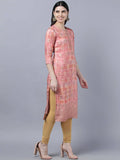 Myshka Stylish Pink 3/4 Sleeve Women's Kurta | Grocsy