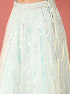 House of Panchhi Turquoise Blue Net Sequinse Work Lehenga & Blouse, Dupatta | Grocsy