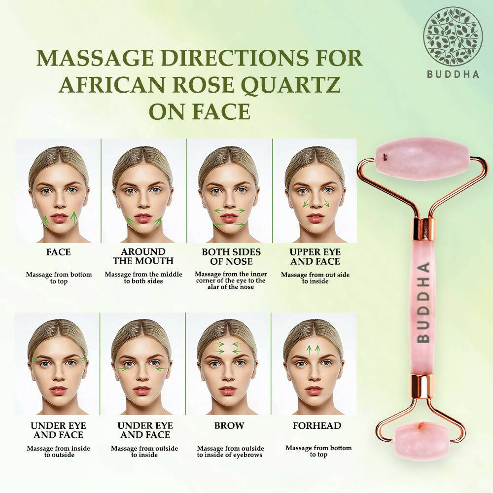 Buddha Natural M African Rose Quartz Face Roller - Helps To Reduce Puffiness Massager | Grocsy