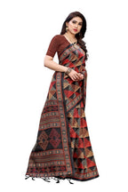 Vamika Black Kalamkari Print With Jhalar Khadi Silk Saree (TANISHA BLACK) | Grocsy
