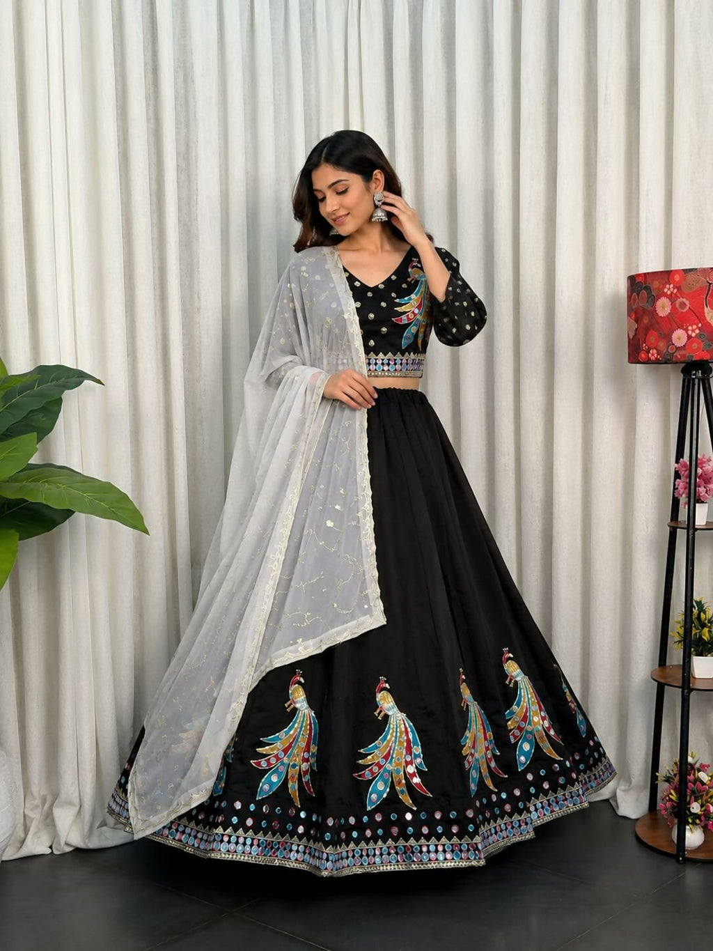 Lehenga Mart Black Designer Navratri Lehenga Choli for Women | Grocsy