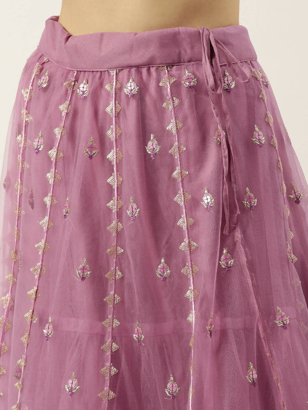 House of Panchhi Rose Gold Net Sequinse Work Lehenga & Blouse, Dupatta | Grocsy