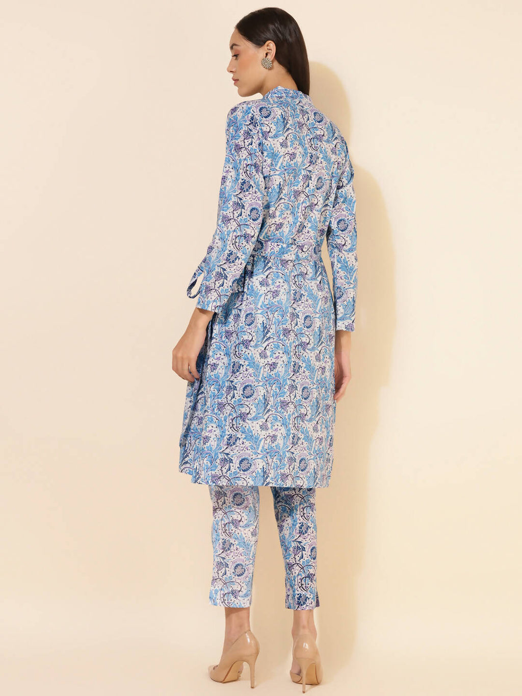 Janasya Women's White Cotton Floral Printed Casual Wrap Style Co-ords | Grocsy