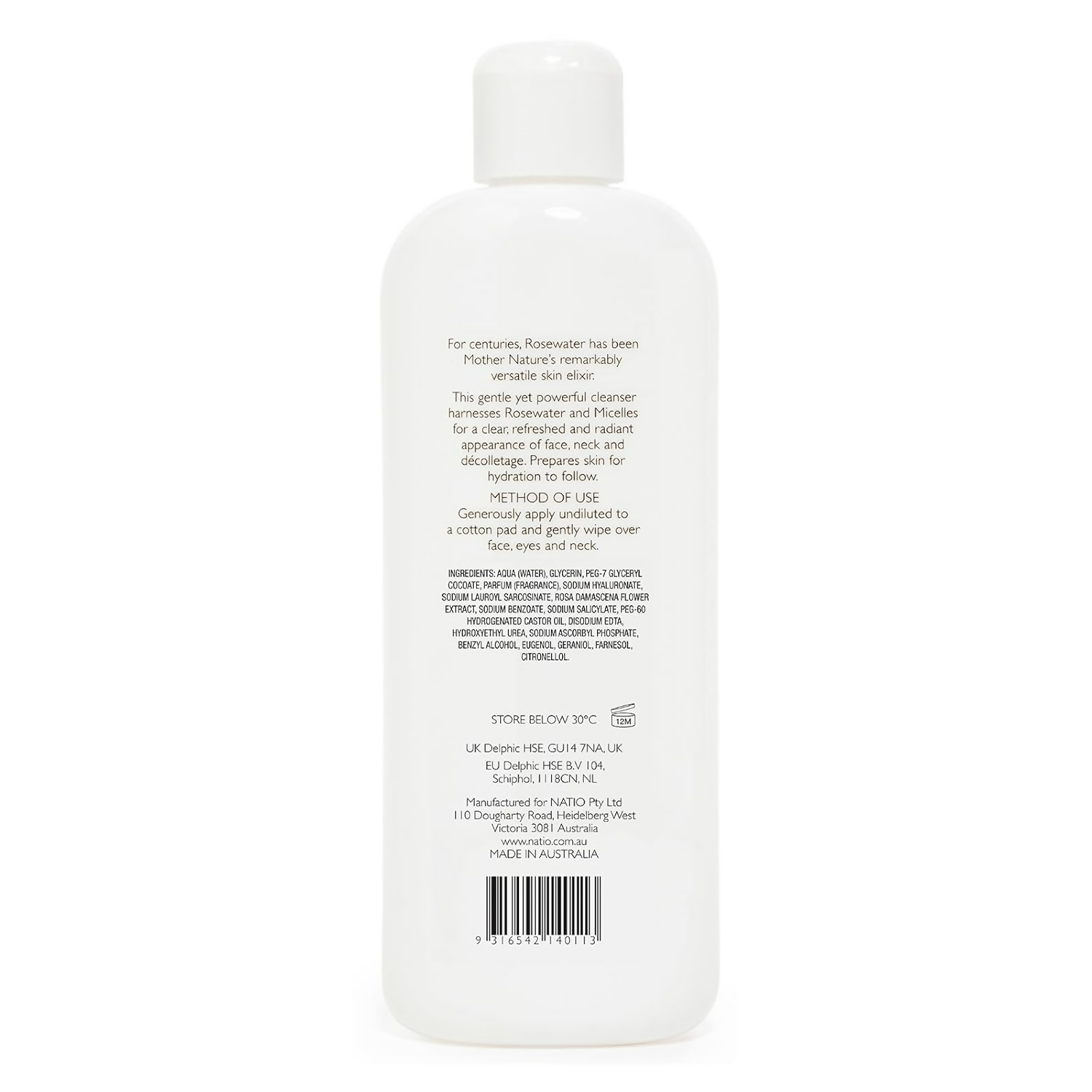 Natio Rosewater Micellar Cleansing Water | Grocsy