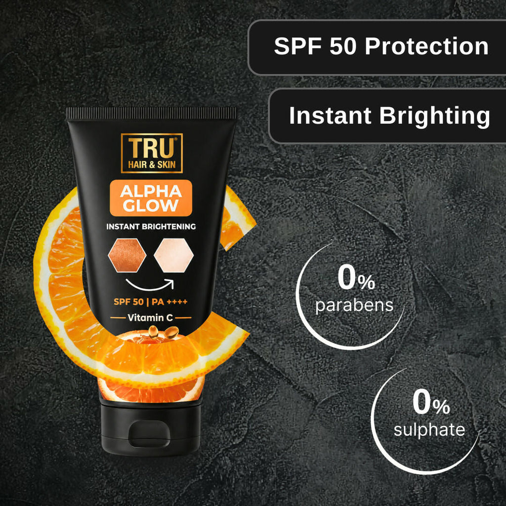 Tru Hair & Skin Alpha Glow Instant Brightening Spf 50 Pa+++ | Grocsy