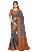 Mimosa Women's Patola Art Silk Grey Saree | Grocsy