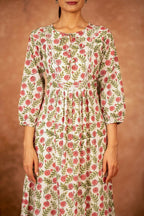 Joban Fashion Red Floral Hand Block Printed Cotton Kurta Pant Set | Grocsy