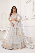 Eilara White Net Sequin Work Lehenga | Grocsy