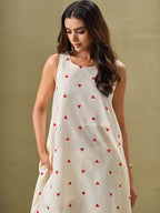 Sangria Off White Geometric Printed Round Neck A-Line Pure Cotton Kurta With Palazzos | Grocsy