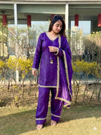 Teeya Creation New Trendy Elegant Jambli Chanderi Silk Kurta Set with Matching Dupatta | Grocsy