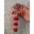 MS Fashion India Red Color Threads And Pearls With Hanging Jhumkas Bangles | Grocsy
