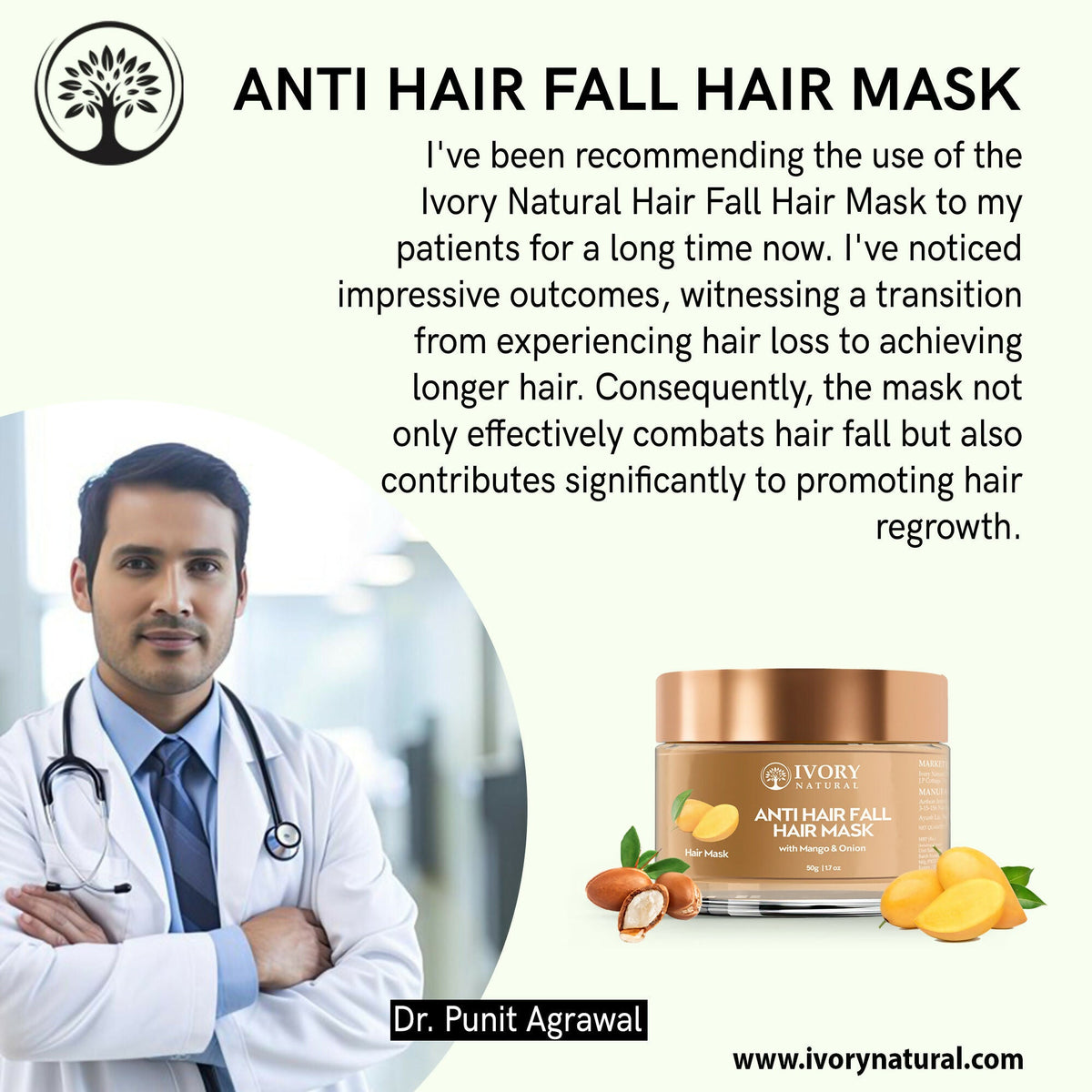 Ivory Natural Hair Fall Hair Mask - Loss Of Hair Control For Both Men & Women | Grocsy