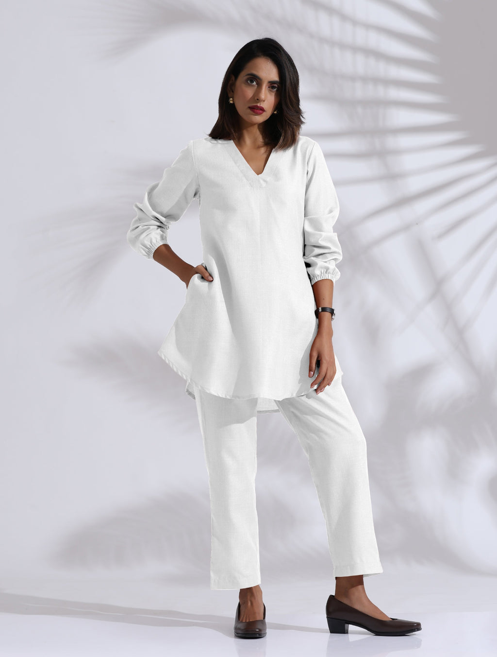 trueBrowns White Cotton Blend Co-ord Set | Grocsy