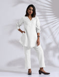 trueBrowns White Cotton Blend Co-ord Set | Grocsy