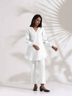 trueBrowns White Cotton Blend Co-ord Set | Grocsy