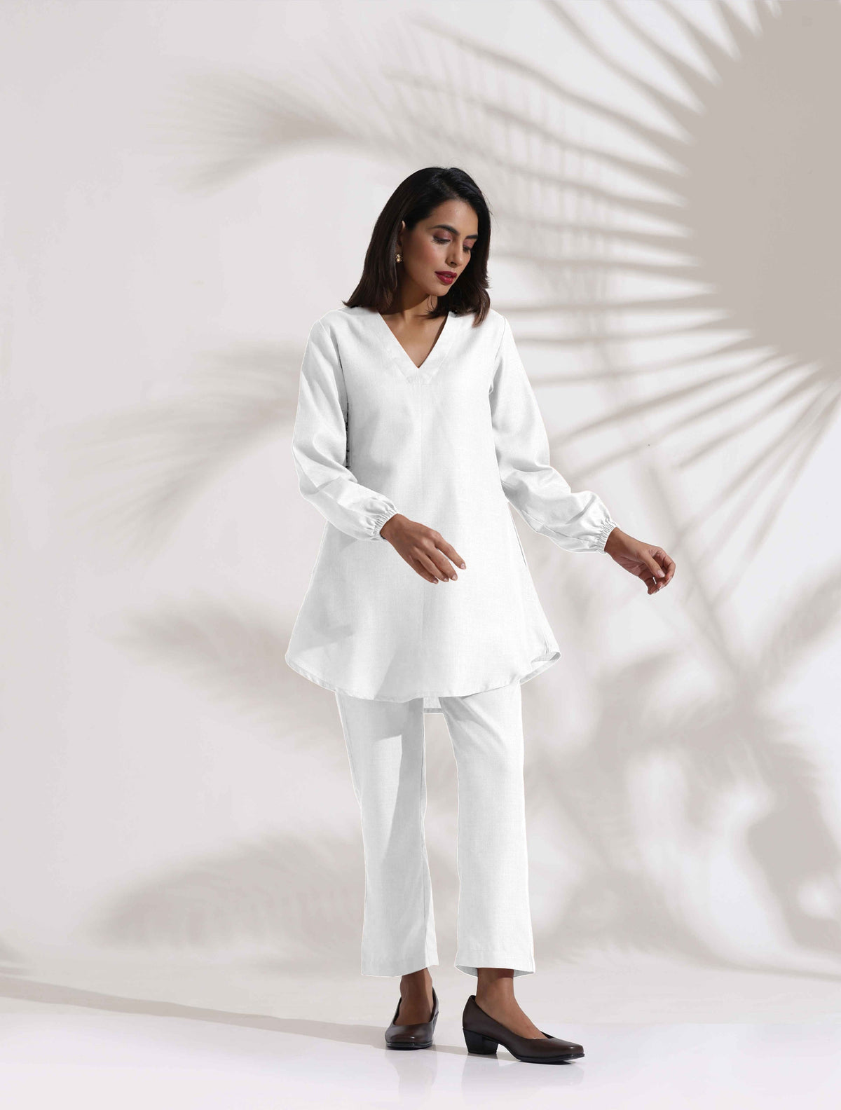trueBrowns White Cotton Blend Co-ord Set | Grocsy