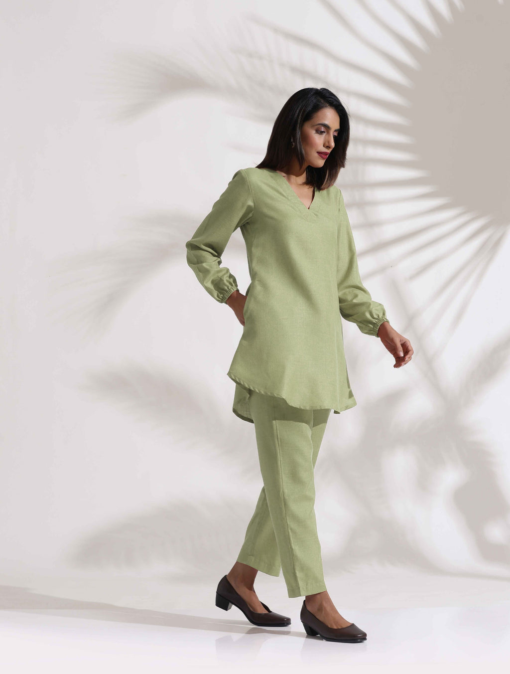 trueBrowns Green Cotton Blend Co-ord Set | Grocsy