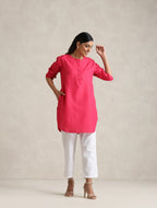 trueBrowns Fuchsia Cotton Blend Short Kurta | Grocsy