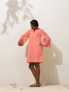 trueBrowns Pink Cotton Blend Short Dress | Grocsy