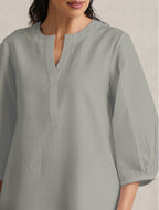 trueBrowns Grey Cotton Blend Short Kurta | Grocsy