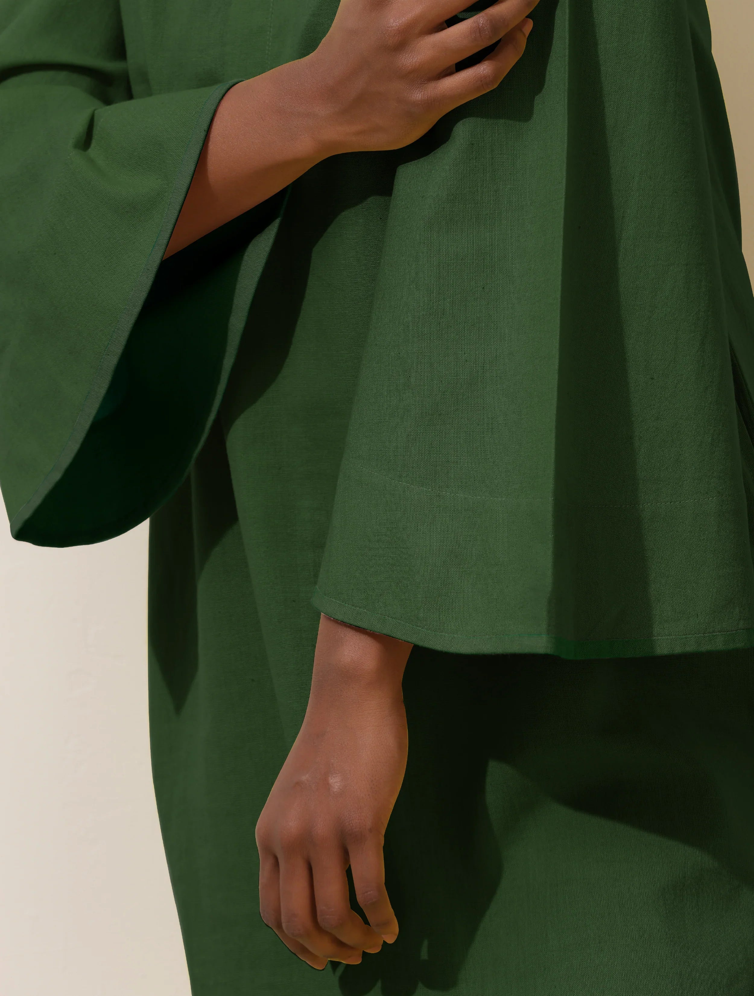 trueBrowns Green Cotton Blend Short Dress | Grocsy