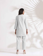 trueBrowns White Cotton Blend Kurta Co-ord Set | Grocsy