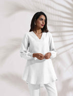 trueBrowns White Cotton Blend Co-ord Set | Grocsy